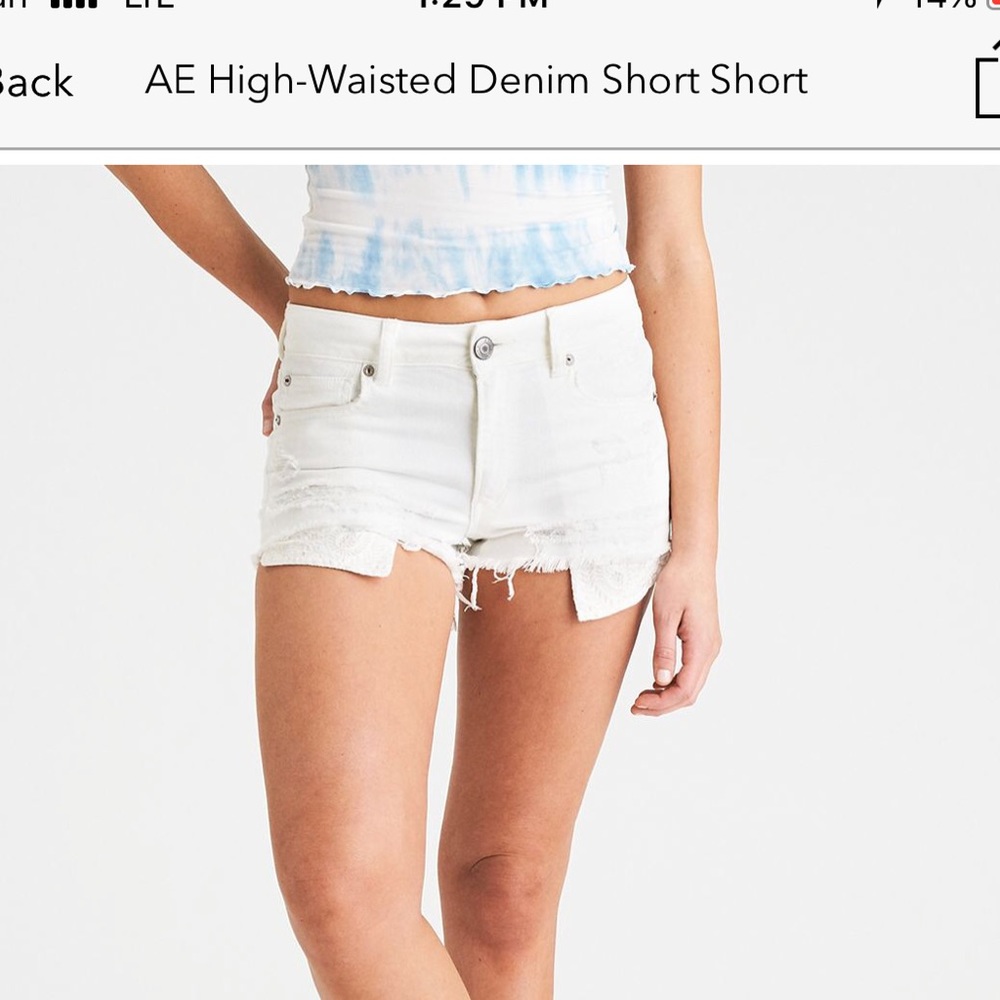 American Eagle 00 high waisted white jean shorts